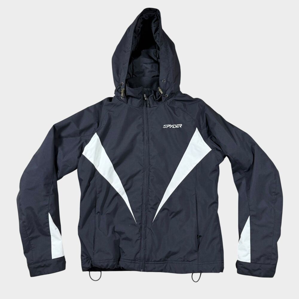 Spyder Women’s Ski Jacket Size 10 12 Large Black White Insulated Thinsulate Snow